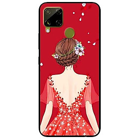 Ốp lưng dành cho Realme C15 mẫu Cô Gái Váy Đỏ