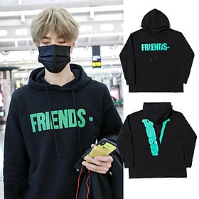 Áo hoodie giống Vương Nhất Bác áo nỉ có mũ in chữ F RIENDS