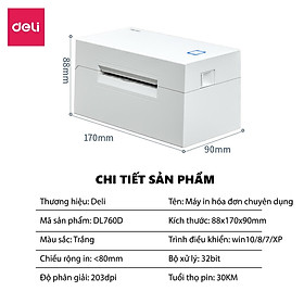 Máy In Đơn Hàng Khổ A6/A7 Hóa Đơn Chuyên Dùng Tmđt Deli -1 Đơn Mỗi Giây - Phụ Kiện Máy In - DL760 DL770 - Hàng Chính Hãng