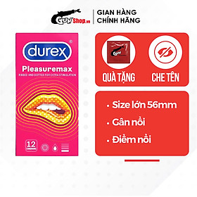 Bao cao su Durex Pleasuremax size lớn 56mm gân và điểm nổi - Hộp 12 cái | GUNSHOP VIỆT NAM