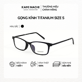 Gọng kính Titanium đen nhám dáng vuông thanh mảnh KAMI NACHI phong cách tối giản Size S