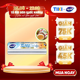 Màng bọc thực phẩm PE MyJae Đài  Loan 30cmx30m dạng xé chấm đứt bảo quản thực phẩm an toàn tiện lợi