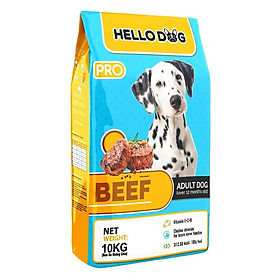 Thức Ăn Chó Dạng Hạt Cao Cấp Hương Vị Bò Hello Dog Beef Bao 10KG