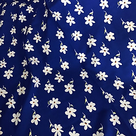 Mua Vải thun gấm dày mềm co giãn nhẹ 4 chiều họa tiết hoa mai trắng nền xanh mực