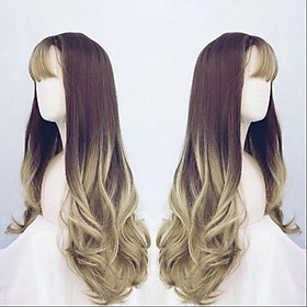 Tóc giả nữ đẹp ombre xanh cao cấp - Tặng lưới chùm tóc