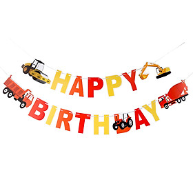 Dây chữ Happy Birthday trang trí sinh nhật hình xe cơ giới