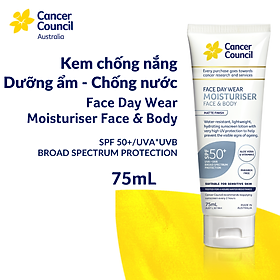Kem chống nắng cho da mặt & body chống nước Cancer Council Face Day Wear SPF50+/PA++++ 75ml