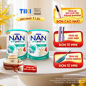 Bộ 2 lon Sữa bột NAN OPTIPRO PLUS 4 Nestle Bé 2-6 tuổi 1500g/lon Giúp tiêu hóa tốt