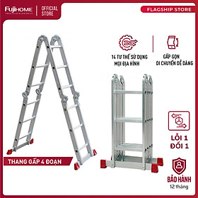 Mua Thang nhôm gấp đa năng 4 đoạn 3.4M - 3.7M nhập khẩu CN Nhật Bản FUJIHOME ML103   thang xếp đa năng 12 tư thế sử dụng - Hàng chính hãng