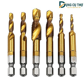 Mua Bộ 6 mũi khoan Taro M3-M10 thép HSS 6542 phủ Titanium  tạo ren inox  doa âm mũ vít