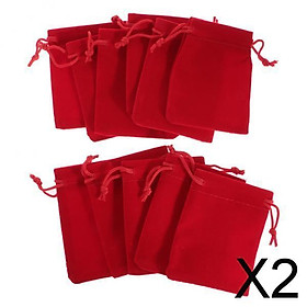 2x10 pieces Velvet Bags Wedding Party Gift Drawstring Jewelry Pouches Perfect  Red