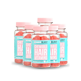 Combo 6 lọ kẹo dẻo vitamin chăm sóc, kích thích mọc tóc HAIRBURST chewable hair vitamins 60 gram/ lọ
