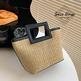 Túi cói nữ cầm tay sang chảnh đi biển đi du lịch phong cách Hàn - Smice House
