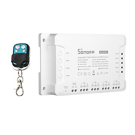 SONOFF 4CH R3/PRO R3 ITEAD RF 433MHz 4 Gang WiFI Switch 3 Working Modes Inching/Self-Locking/Interlock WiFi Smart Switch Compatible with Amazon Alexa and for Google Home/Nest Smart Home With RF 433MHz Remote Controller