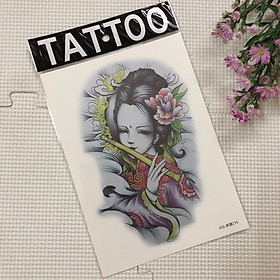 Hình xăm dán cô gái màu cao cấp tattoo 15x21cm- phù hợp dán tay, chân, vai, ngực, bụng