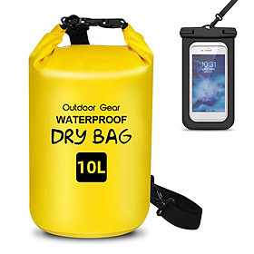 Túi khô chống nước 10/20L đựng điện thoại máy ảnh khỏi nắng mưa khi đi biển bơi du lịch -Màu vàng-Size