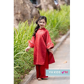 Áo dài cho bé gái mẫu lông vũ xinh xắn diện lễ tết năm mới từ 10-35kg hàng thiết kế cao cấp