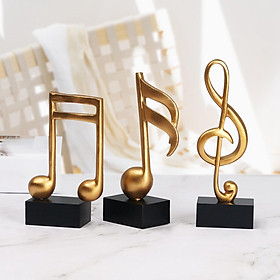 3x Rustic Music Note Musical Sculpture Statue for Bedroom Desktop Decoration