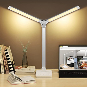 Đèn Bàn Học Led Đọc Sách Làm Việc Học Tập Bảo Vệ Mắt Chống Cận - 2 Trục Đèn Chiếu Sáng - Gấp Gọn Tiện Lợi  - Màu Bạc - Cắm Dây 