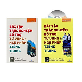 Sách-Combo: Bài tập trắc nghiệm bổ trợ từ vựng & ngữ pháp Tiếng Trung - Tập 1 + Tập 2 (Có đáp án)+ DVD tài liệu