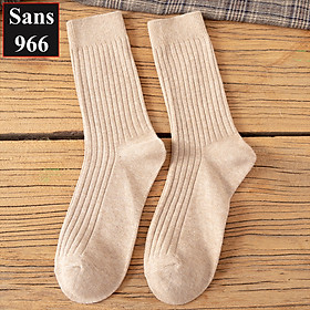 Tất cao cổ nữ vintage hàn quốc Sans966 vớ len gân trơn basic cotton dày dặn đẹp nhiều màu nâu trắng đen nâu xanh đỏ