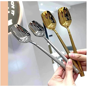 Mua SET 10 THÌA INOX BẠC  VÀNG CÁN DÀI SANG CHẢNH