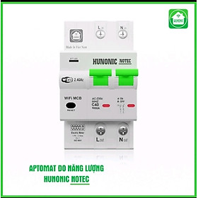 Aptomat 63A/220V Đo Năng Lượng Hunonic Notec Theo Dõi Lượng Điện Tiêu Thụ Điều Khiển Từ Xa Qua Wifi