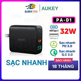Mua Cốc Sạc Nhanh AUKEY PA-D1 Type C Power Delivery 30W  USB 12W  Công Nghệ Dynamic Detect - Hàng Chính Hãng