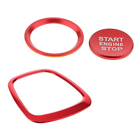 3 pcs Steering Wheel Unique Car Bling Sticker Ring Decal Decoration Cover Sticker Trim +Engine Push Start Stop Button Cover
