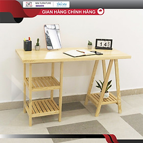 BÀN LÀM VIỆC ĐA NĂNG CHÂN THÁP MÀU GỖ MWFURNITURE - STANDING TOWER TABLE NATURAL