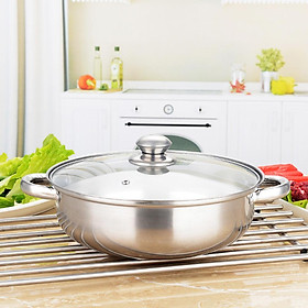 28CM Soup Steam Pot 2 Layers Thick Stainless Steel Pot with Lid for Kitchen Cooking