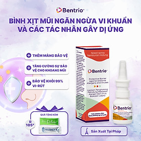 Bình xịt mũi Bentrio Nasal Spray hỗ trợ ngăn ngừa vi khuẩn, bụi bẩn và các tác nhân gây dị ứng trong không khí (20ml/bình)