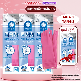 Bộ 3 Đôi Găng Tay Cao Su Có Móc Kim Cương Size M-37cm