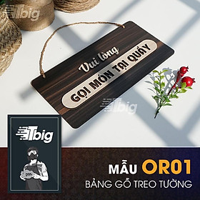 Bảng gỗ treo nội dung vui lòng gọi món tại quầy thiết kế đơn giản sang trọng