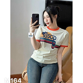 Áo Thun borip in hình cây dừa size S,M,L,XL from nữ thường DOGA trẻ trung không xù lông siêu sang mã 164cây dừa