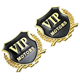 Bộ 2 Sticker dán xe Ô TÔ 3D VIP MOTOR MẠ VÀNG:  SKU:170-1