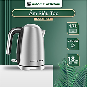 Mua Ấm Siêu Tốc Inox 304 1.7L SMARTCHOICE SCG-K002 Bộ Chỉnh Nhiệt STRIX UK Chịu Nhiệt Tốt  Độ Bền Cao