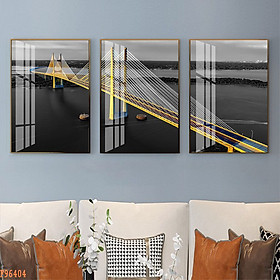 Tranh Cầu Cổng Vàng Treo Tường - Bộ 3 Bức Canvas Phong Cảnh Đẹp