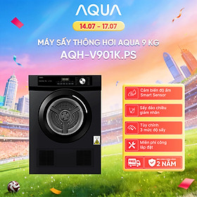 Máy sấy thông hơi Aqua 9 kg AQH-V901K PS - Freeship toàn quốc - Bảo hành 2 năm - Hàng chính hãng