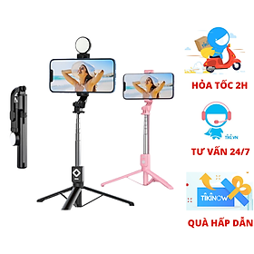 Gậy chụp ảnh, Tripod B11s - Tích hợp 3 chân kèm theo đèn flash mini và remote điều khiển từ xa - Hàng chính hãng - Màu Hồng