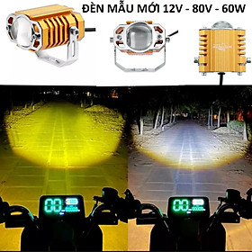 Đèn trợ sáng bi cầu motofish 2 chế độ cốt vàng pha trắng 12v-80v - 45w siêu sáng