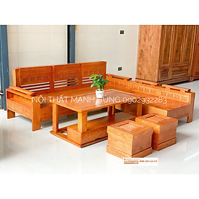 Bộ bàn ghế sofa phòng khách gỗ sồi lau màu hương