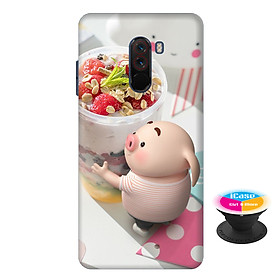 Ốp lưng nhựa dẻo dành cho Xiaomi Pocophone F1 in hình Heo Con Trà Sữa - Tặng Popsocket in logo iCase - Hàng Chính Hãng