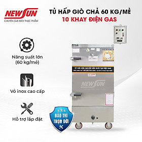 Mua Tủ Hấp Giò Chả  Thực Phẩm 60 Kg Bằng Điện Gas 10 Khay inox 304 NEWSUN  Năng Suất Cao - Hàng Chính Hãng