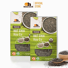 Hình ảnh Combo 2 hộp Hạt Chia Đen Hữu Cơ Smile Nuts 500g - Nhập khẩu từ Nam Mỹ (Hạt Chia 100% Organic, hạt sáng, nở đều, không lẫn tạp chất)