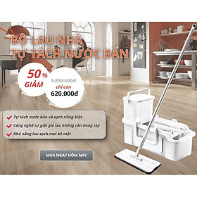 Mua Bộ lau nhà tự tách nước bẩn tặng thêm 2 bông lau mịn