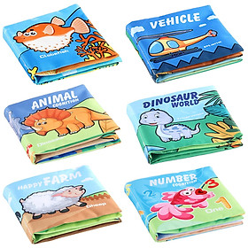 6Pcs Baby Cloth Book Learning Toy Washable for Kids Boys Girls Toddlers