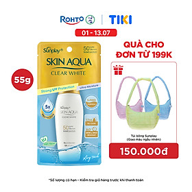 Kem chống nắng Skin Aqua dưỡng trắng, kiểm dầu, dùng hàng ngày dạng sữa Sunplay Skin Aqua Clear White Eco Việt Nam SPF50, PA++++ 55g