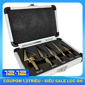 Bộ 5 Mũi Khoan Bước HSS Khoan Inox, Thép, Kim Loại Cứng
