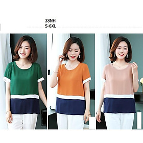 TK87-ÁO VOAN PHỐI MÀU TAY NGẮN S-6XL
